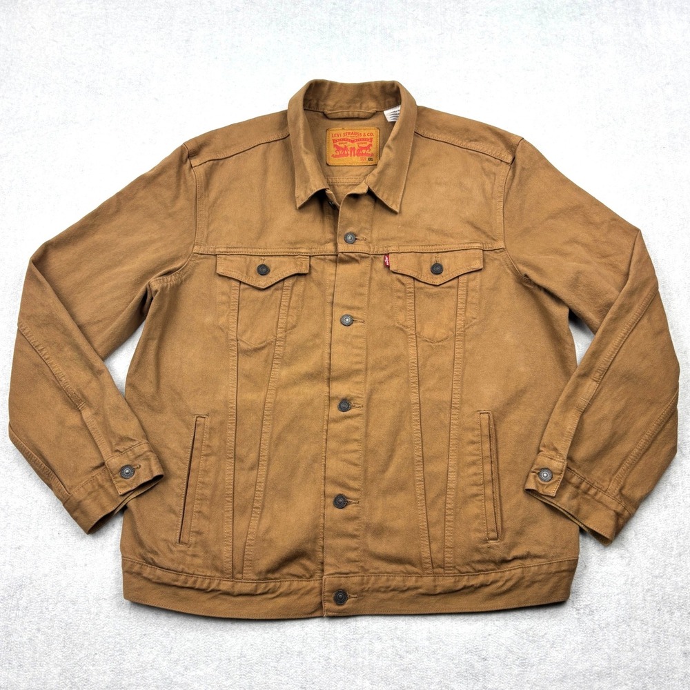 Levis Mens XXL Brown Duck Canvas Type III Trucker Jacket Distressed Workwear